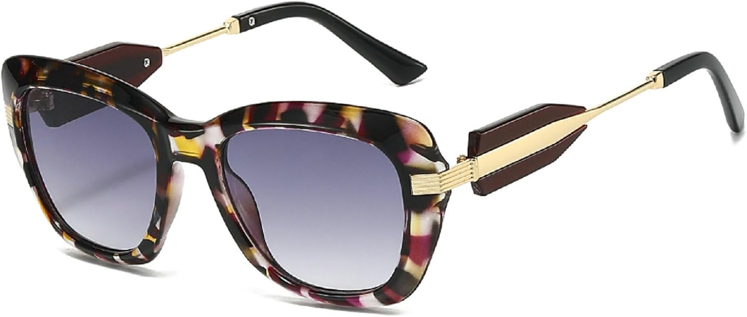 

Ретро-солнцезащитные очки «кошачий глаз» для женщин, модные квадратные солнцезащитные очки большого размера, металлическая оправа, защита от УФ-излучения mincl, Leopard Gray