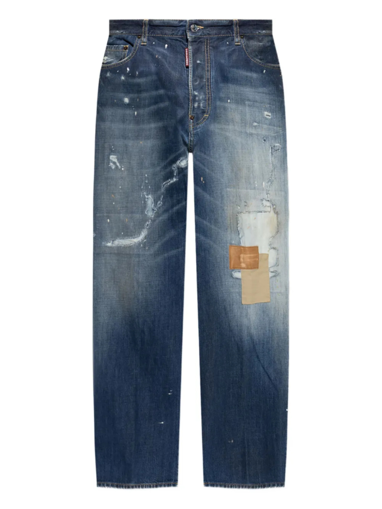 

Джинсы DSQUARED2 с эффектом потертости и пэчворка, синий