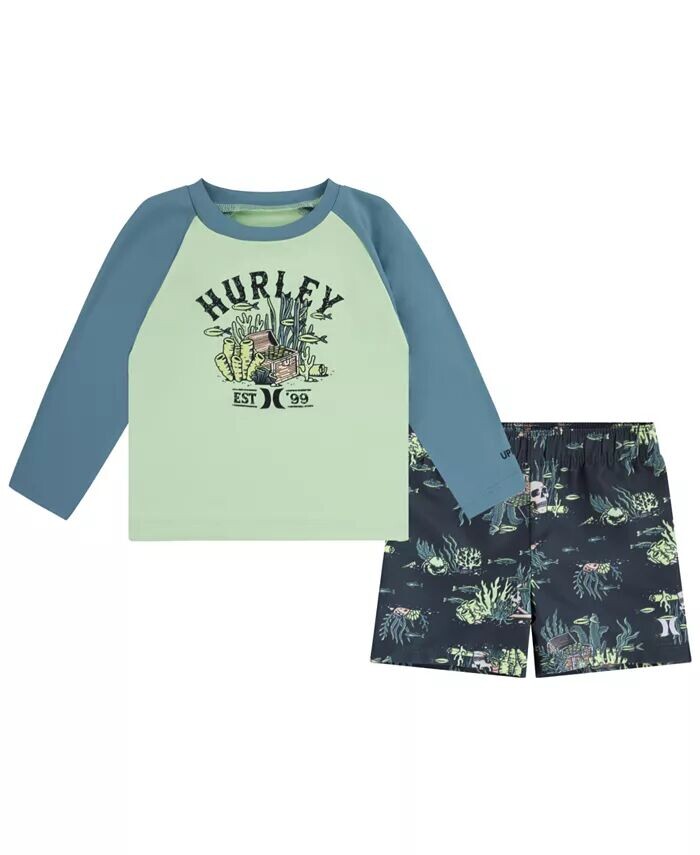 

Комплект для плавания Little Boys Treasure Hunt UPF50+, 2 предмета Hurley, мультиколор