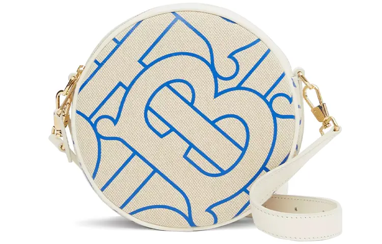 

Burberry Луиза Хлопковая круглая поясная сумка через плечо женская сине-белая