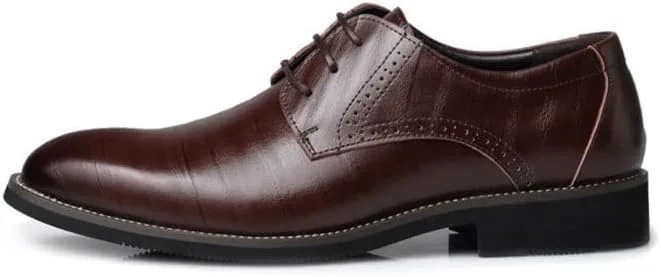 Generic Туфли Herren Kleiderschuhe Herrenspitze Zehen Schnüre-up-Business-Leder-Schuhe Freizeit Retro Lederschuhe Hochzeit Bankett Herrenschuhe Männer (Brown, 12)