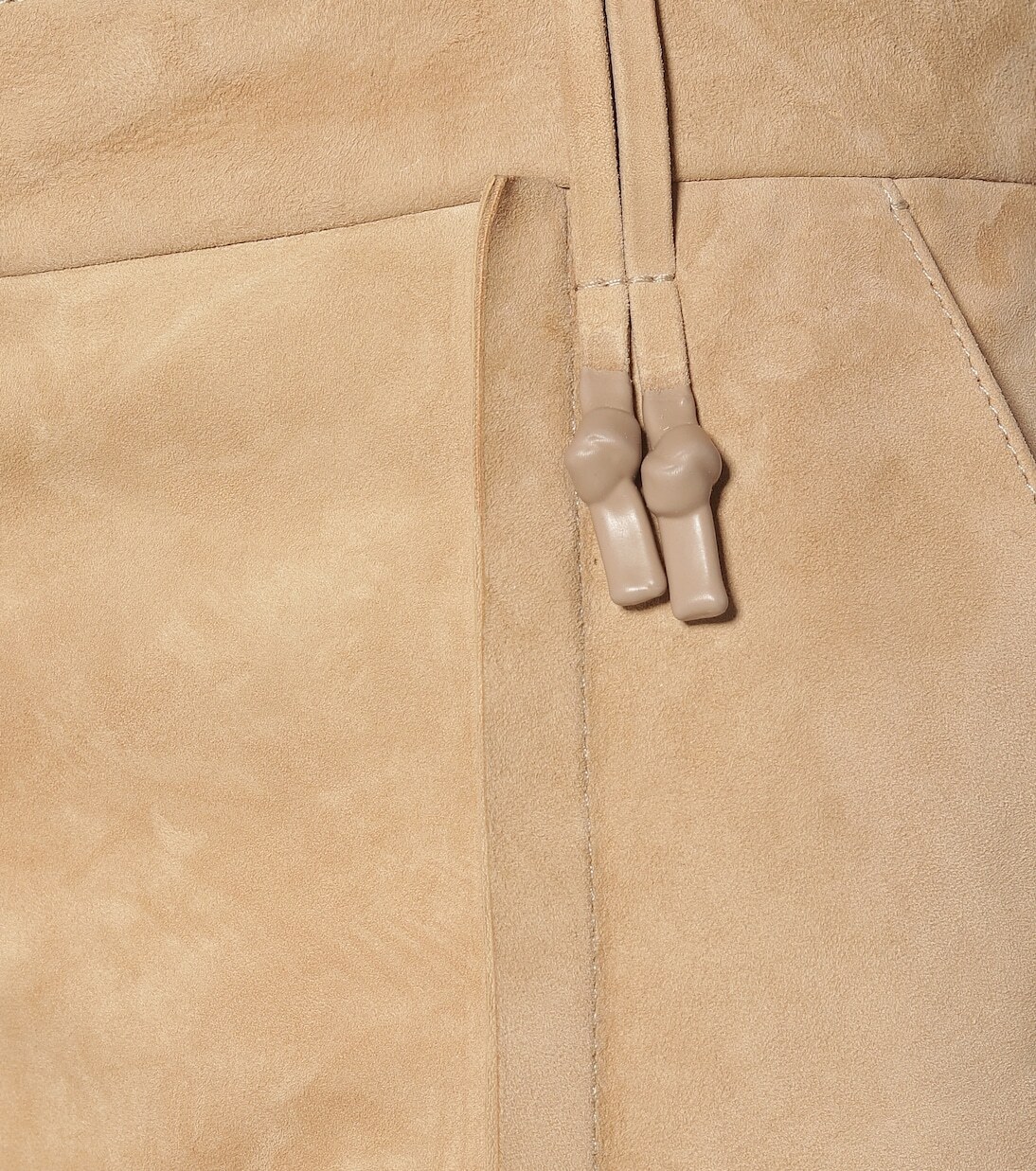 Прямые замшевые брюки со средней посадкой Acne Studios, Almond Beige — фото 4