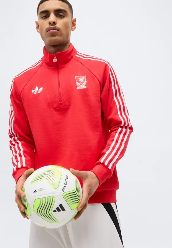 Толстовка с половинной молнией Liverpool FC Club Wear Adidas Originals, чистый рубин — фото 4