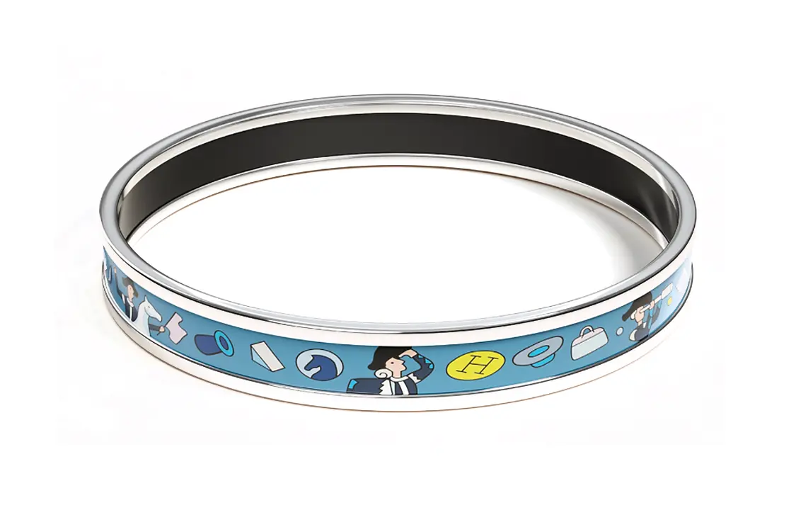 

HERMES Браслет L'Epopee Enamel, Palladium Plated, Metal Accessories, серебристый