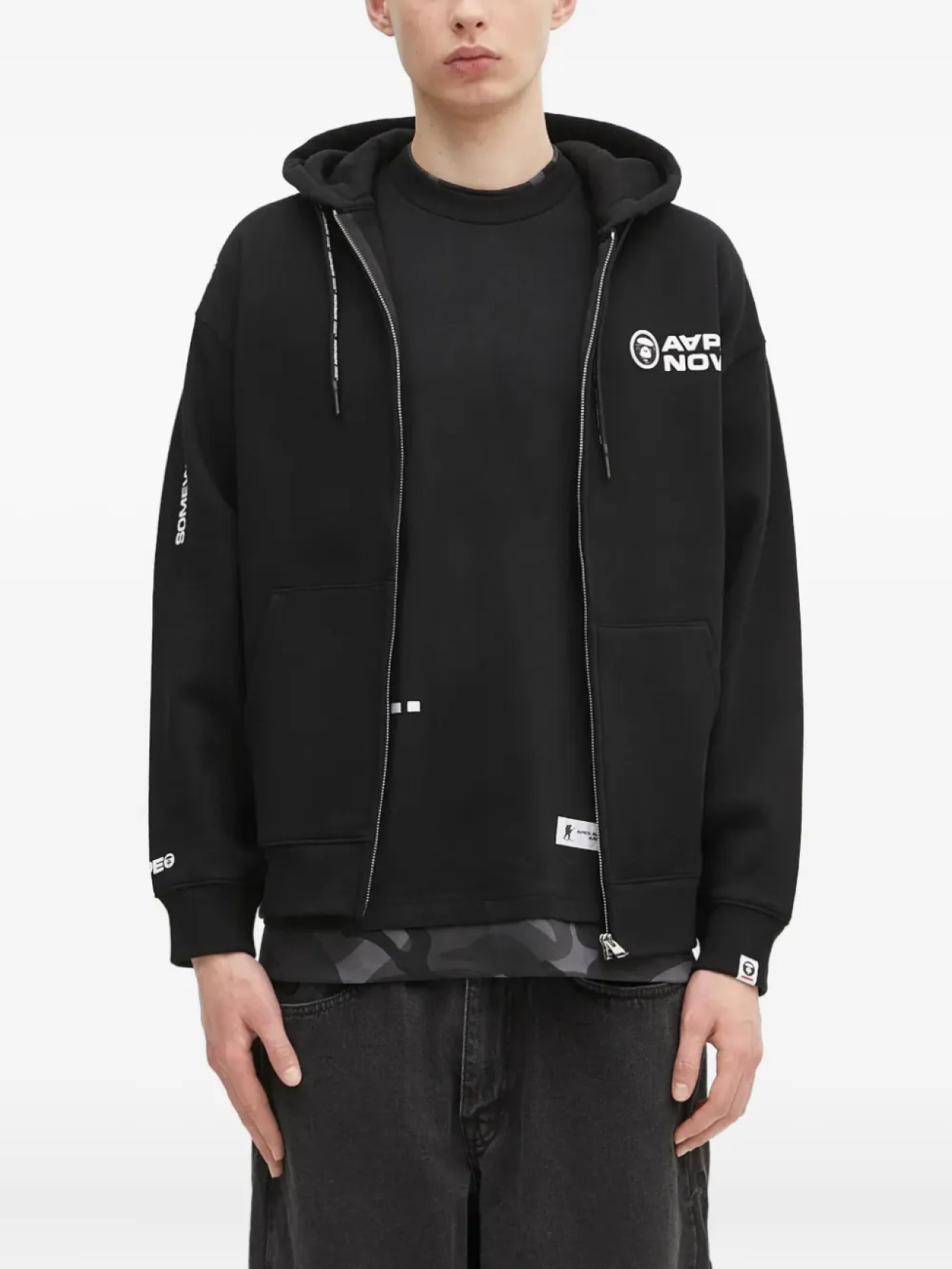 

AAPE BY *A BATHING APE Толстовка на молнии с логотипом Aape Now, черный