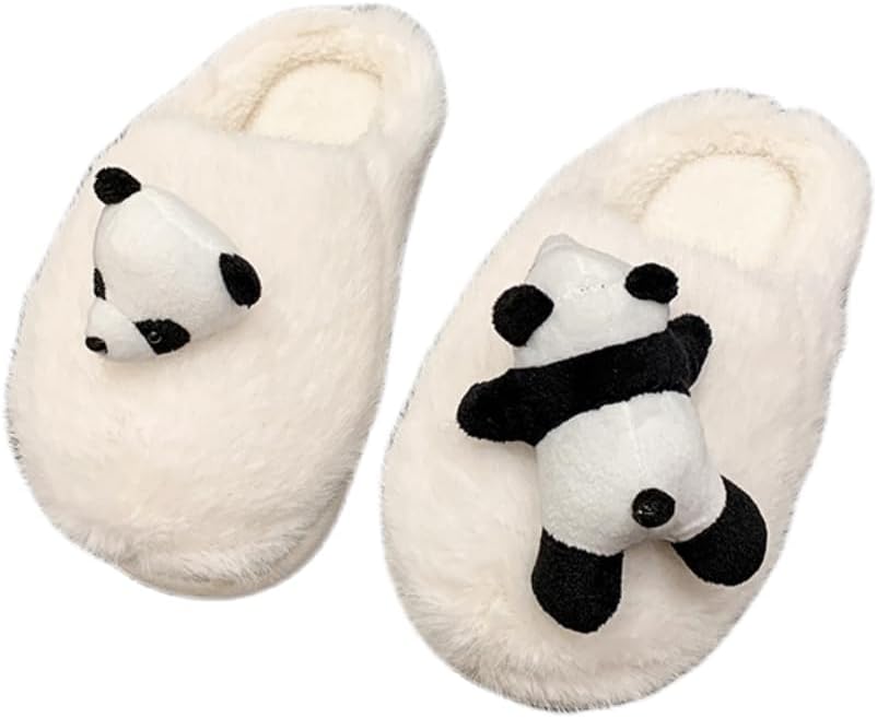 

Мягкие плюшевые домашние тапочки в виде панды для женщин и мужчин, мягкие пушистые домашние тапочки Fswinder, белый