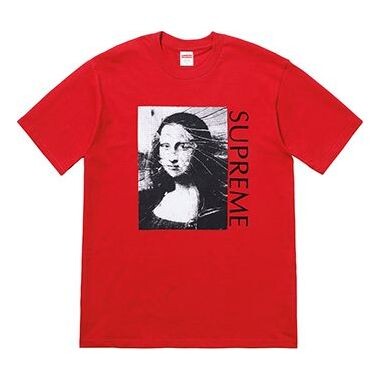 

Футболка ss18 mona lisa tee red printing short sleeve Supreme, красный