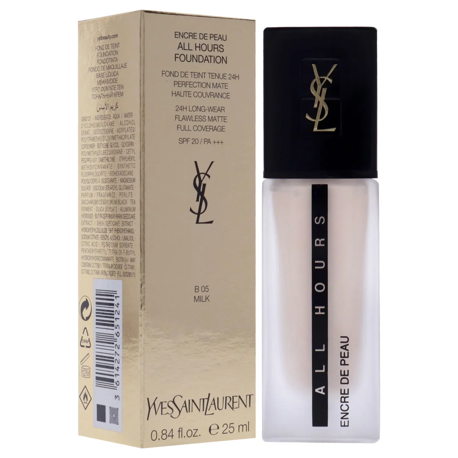 Тональный крем All Hours Foundation SPF 20 - B05 Milk от Yves Saint Laurent для женщин - 0,84 унции, коричневый — фото 3