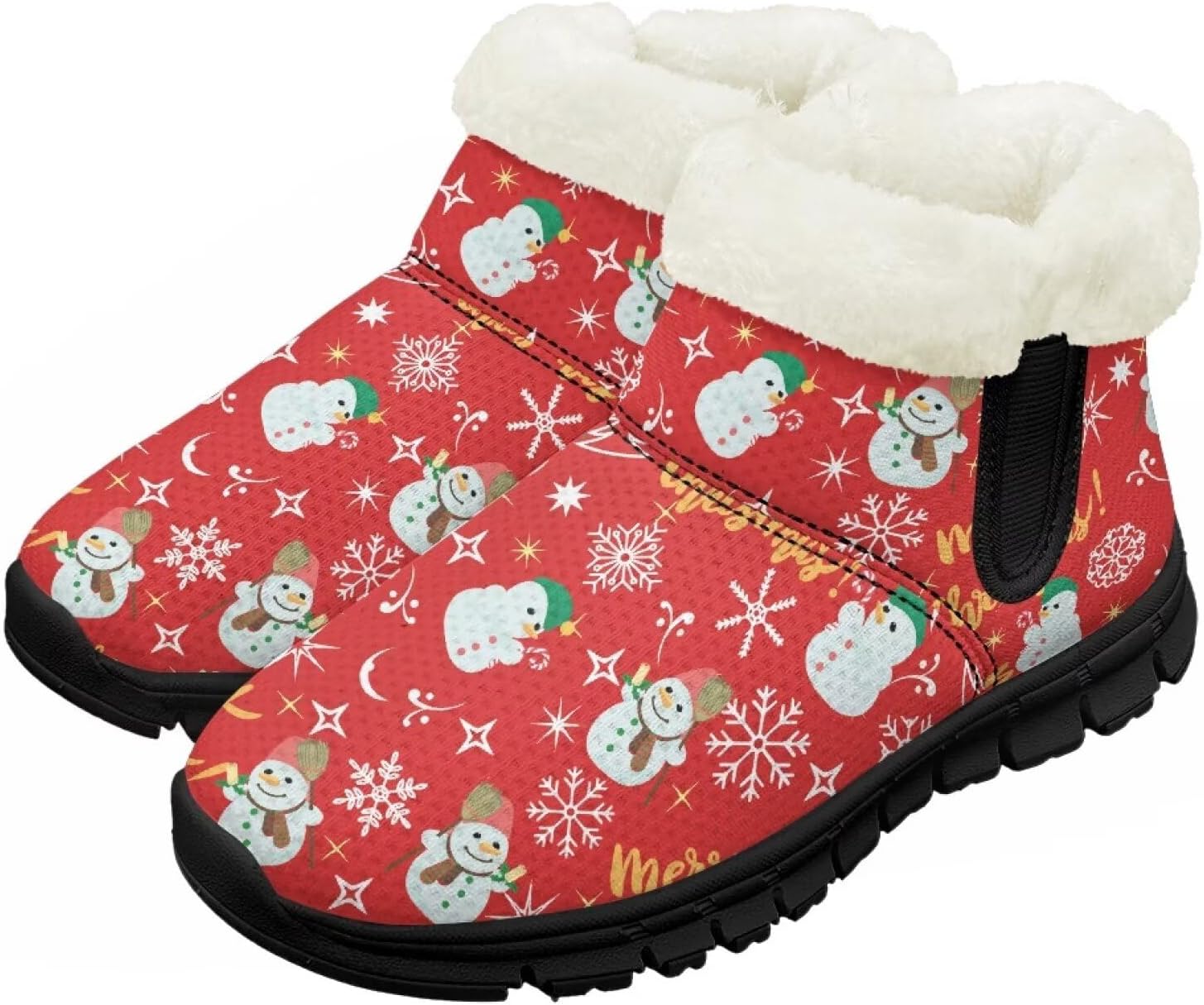 

Детские зимние ботинки для мальчиков и девочек, обувь для холодной погоды, прогулочные, с нескользящей подошвой, утепленные мини-ботинки, теплые зимние снежные ботинки Suhoaziia, Merry Christmas Snowman