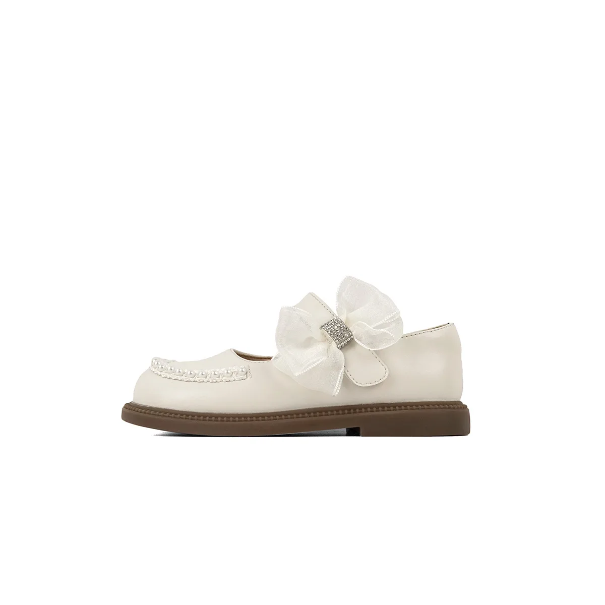 Детские кожаные туфли Low top XIAOZHUBANNA, экрю