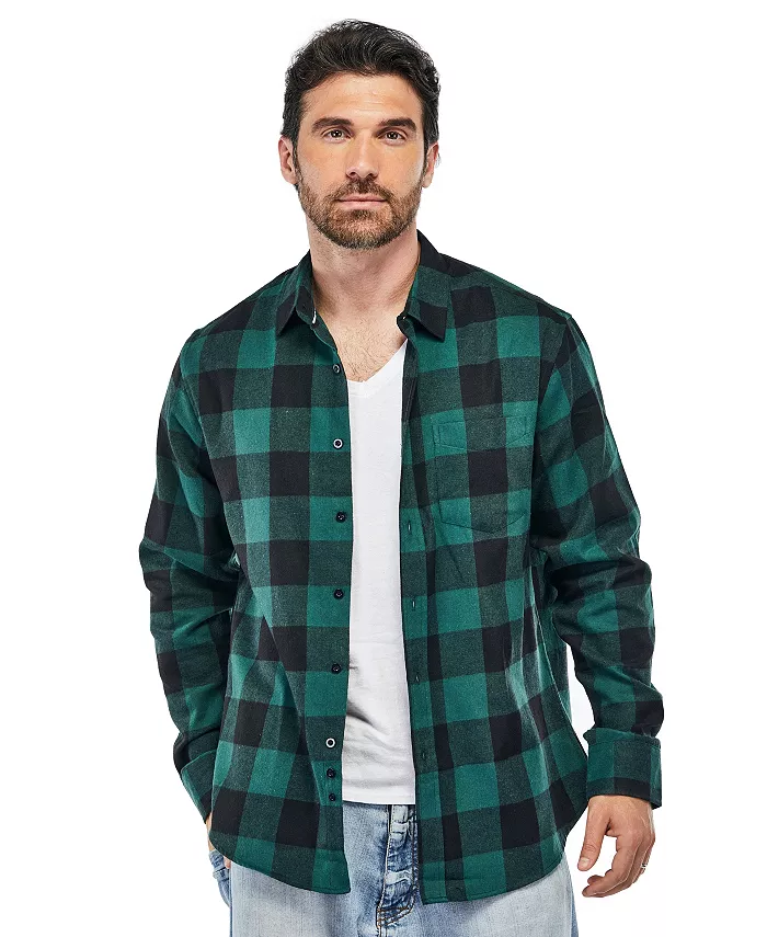 

Мужская классическая фланелевая рубашка на пуговицах Braveman, зеленый