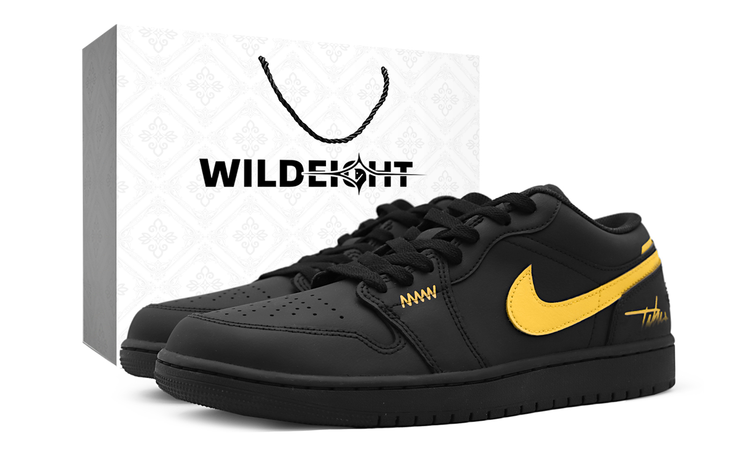 

Кроссовки Air 1 Thunder Desert Cushioning Abrasion Resistant Slip Resistant Low top Vintage мужские Jordan, черный желтый