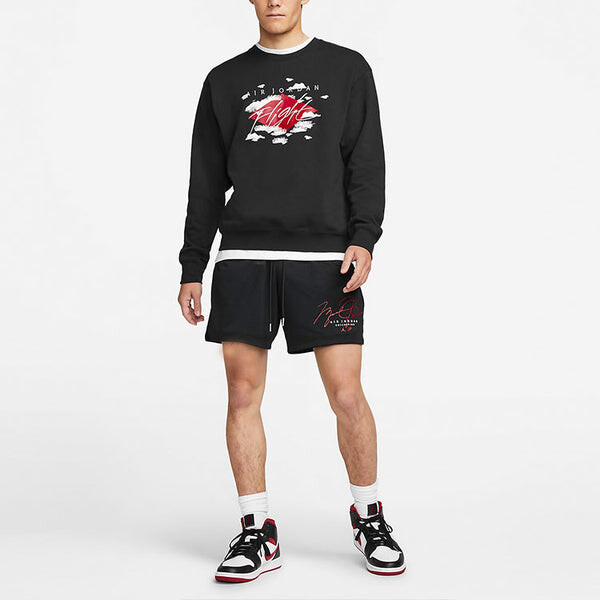 Толстовка Men's Air Jordan Logo Alphabet Embroidered Sports Round Neck Pullover Black, черный — фото 3