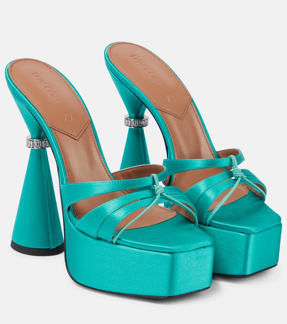 Атласные мюли Sienna на платформе D'Accori, Pool Blue