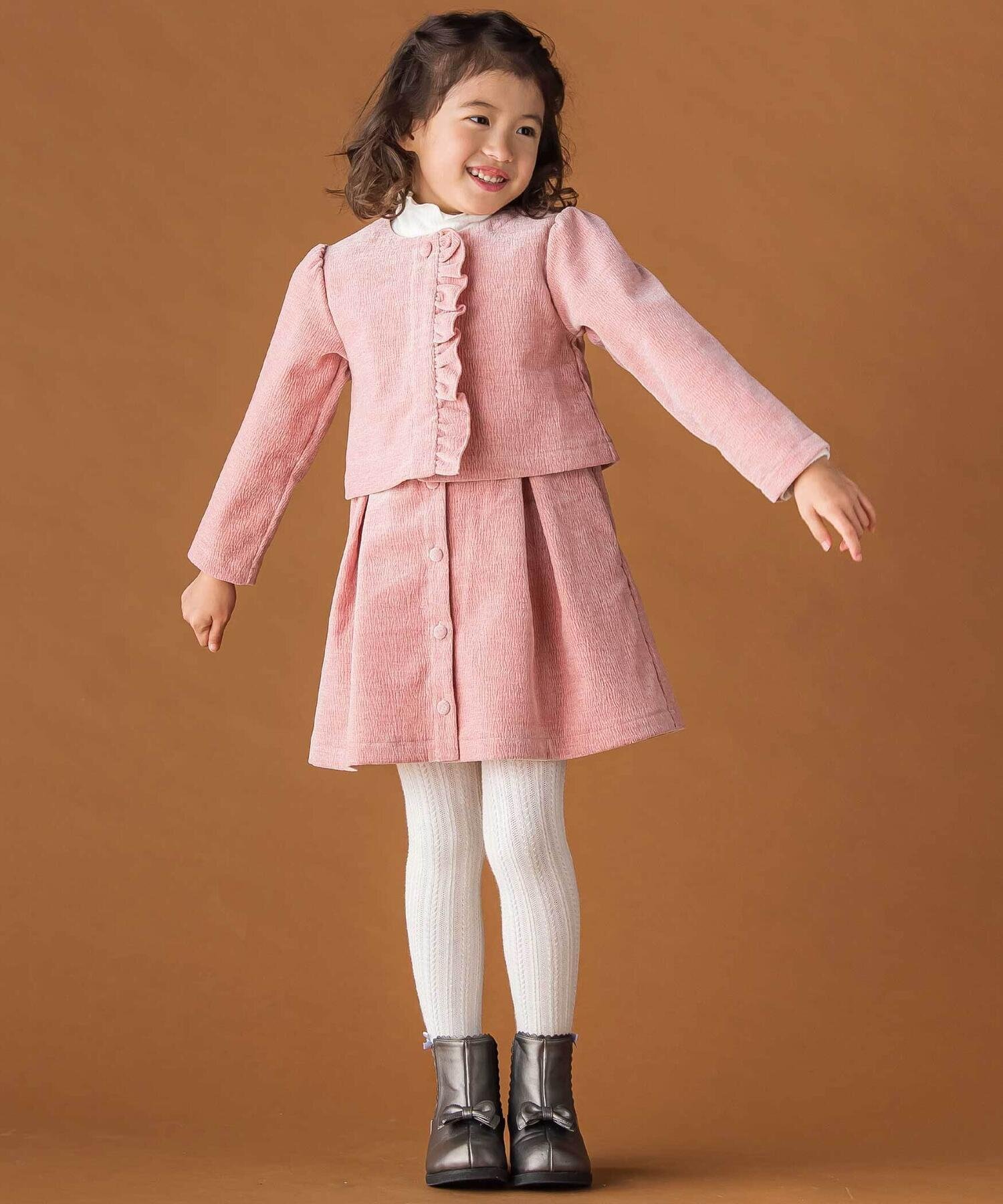 Короткая куртка с оборками из жаккардовой ткани с начесом (95-150 см) BeBe Petits Pois Vert, Pink — фото 2