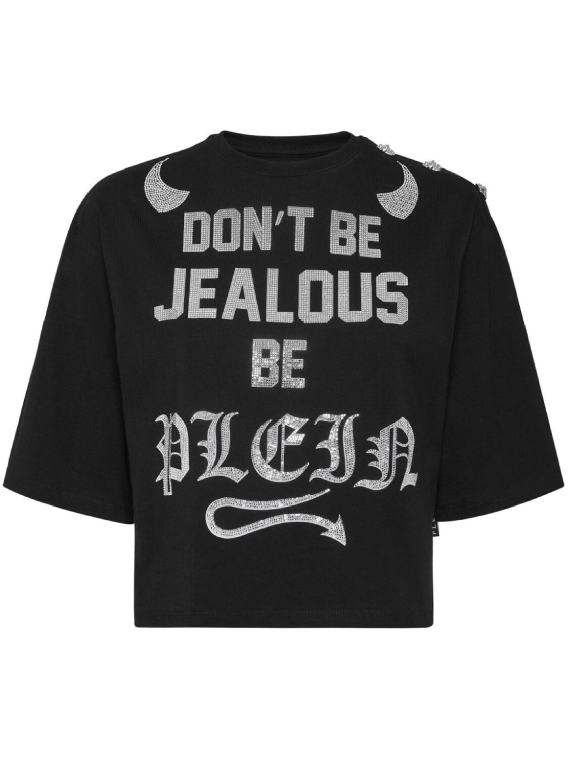 

Укороченная футболка Philipp Plein, украшенная кристаллами, черный