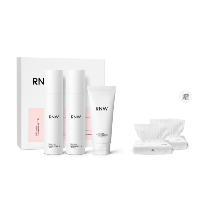 

Набор для ухода за кожей с ниацинамидом для осветления, увлажнения и питания: тоник 125 мл + эмульсия 125 мл + очищающее средство 80 г RNW, skin care set (set of x) (water+lotion+cleansing milk+2 towels)
