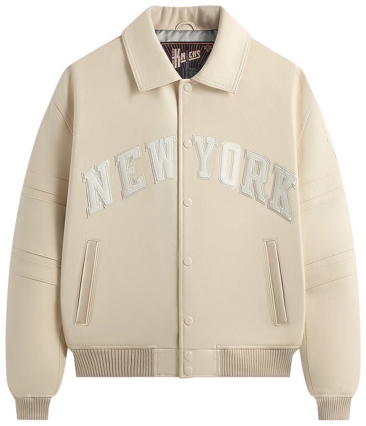 

Куртка Kith x Avirex для New York Knicks с изображением Патрика Юинга, легендарная модель, кремовый