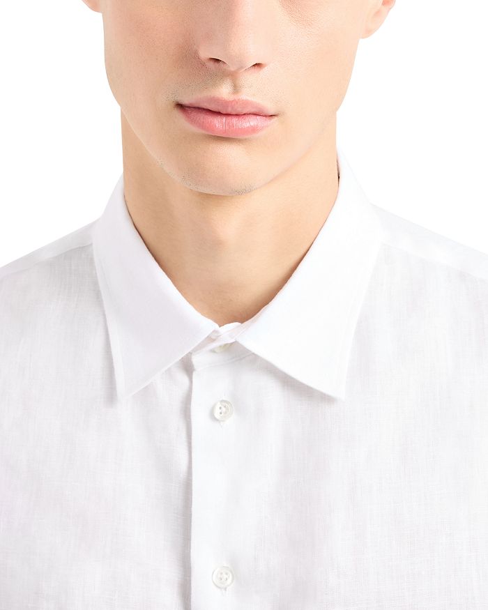Спортивная рубашка из льняного шамбре Regular Fit Emporio Armani, белый — фото 4