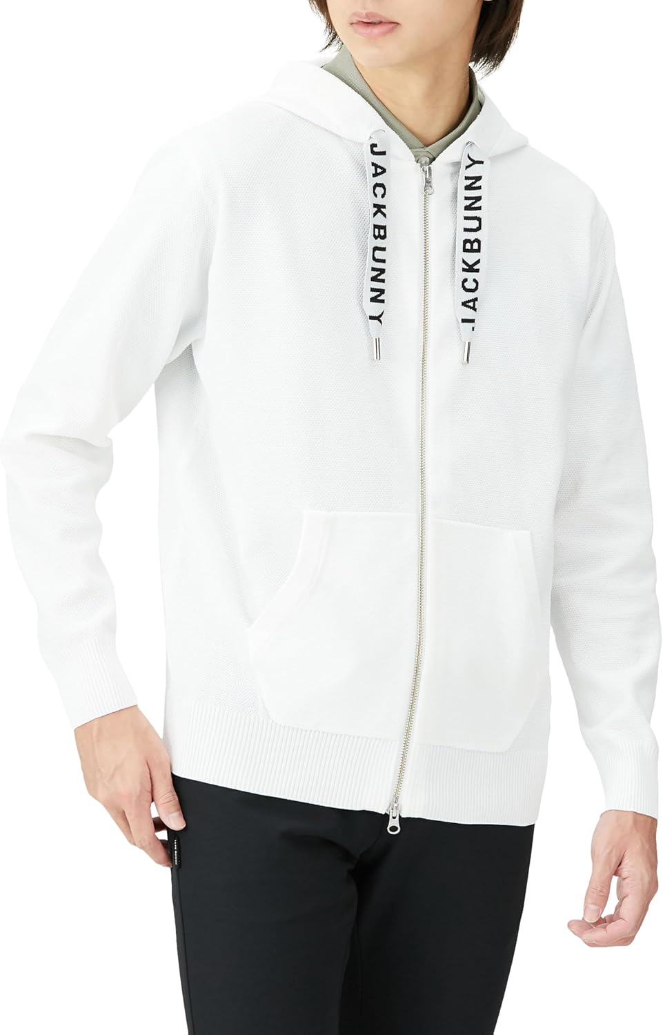 

Мужская вязаная толстовка с длинными рукавами Jack Bunny (на шнурке, дышащая) / Одежда для гольфа / 262-4172131, белый