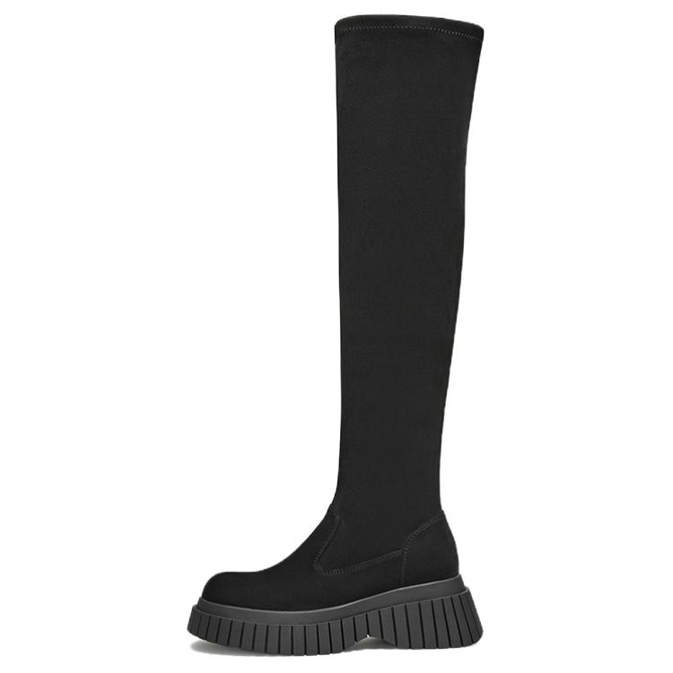 Сапоги выше колена женские кофейного цвета TATA, Black