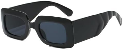 

Солнцезащитные очки прямоугольной формы для женщин, винтажные, квадратные, с широкими дужками, в стиле панк, солнцезащитные очки для женщин с защитой от УФ-излучения UV400 MTZJH, Black