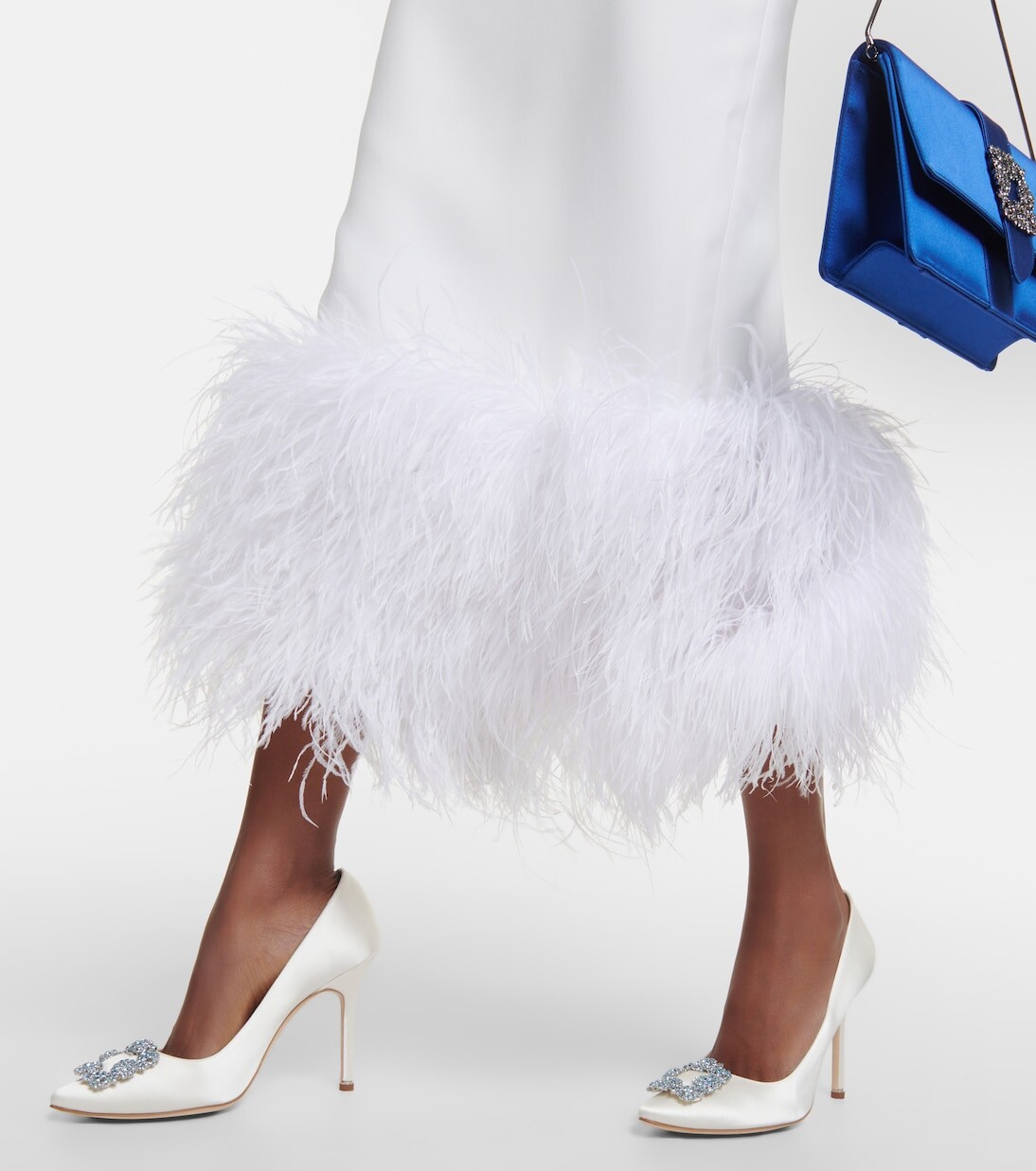 Свадебные туфли hangisi 105 из атласа с украшением Manolo Blahnik, белый — фото 4