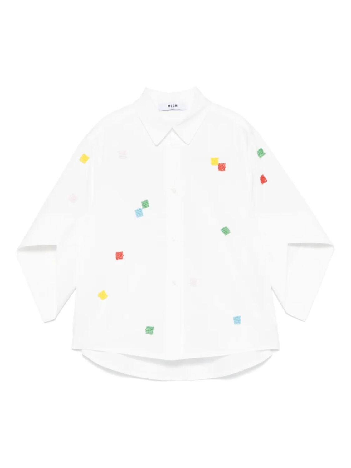 

Детская рубашка MSGM, украшенная бисером MSGM Kids, белый