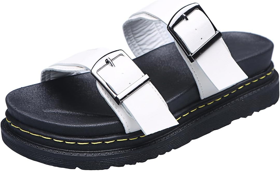 

Женские модные сандалии из однотонной искусственной кожи, платформенные шлепанцы с двумя ремешками, повседневные удобные тапочки на лето, легкая дышащая обувь для ежедневной носки, женские сандалии 2025 Lokolucx, белый