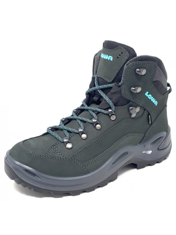 Ботинки женские LOWA Wanderstiefel Renegade GTX MId трекинговые на шнуровке, серый/голубой