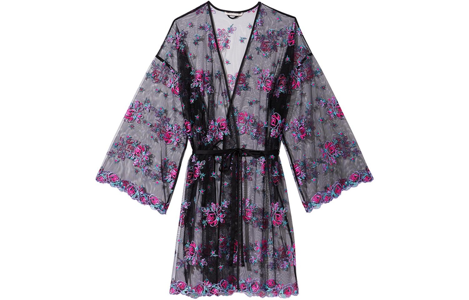

Виктория Сикрет Халат Victoria's Secret, цвет Black floral embroidery