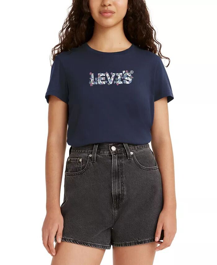 

Женская хлопковая футболка с графическим логотипом Perfect Levi's, синий
