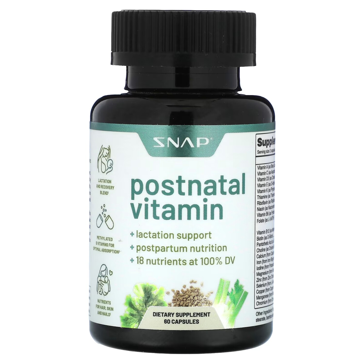 

Витамины послеродовые Snap Supplements, 60 капсул
