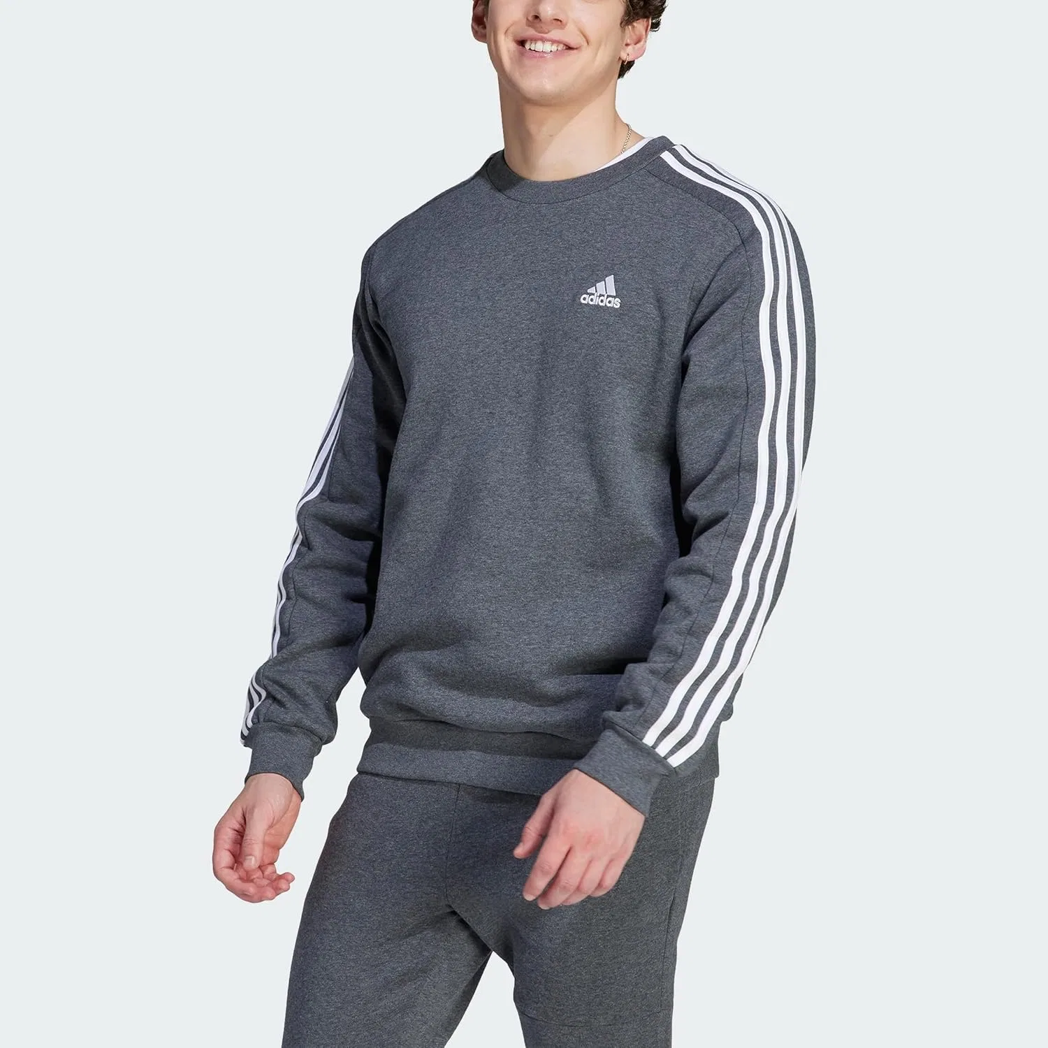 Мужская флисовая толстовка adidas Essentials с тремя полосками — фото 3