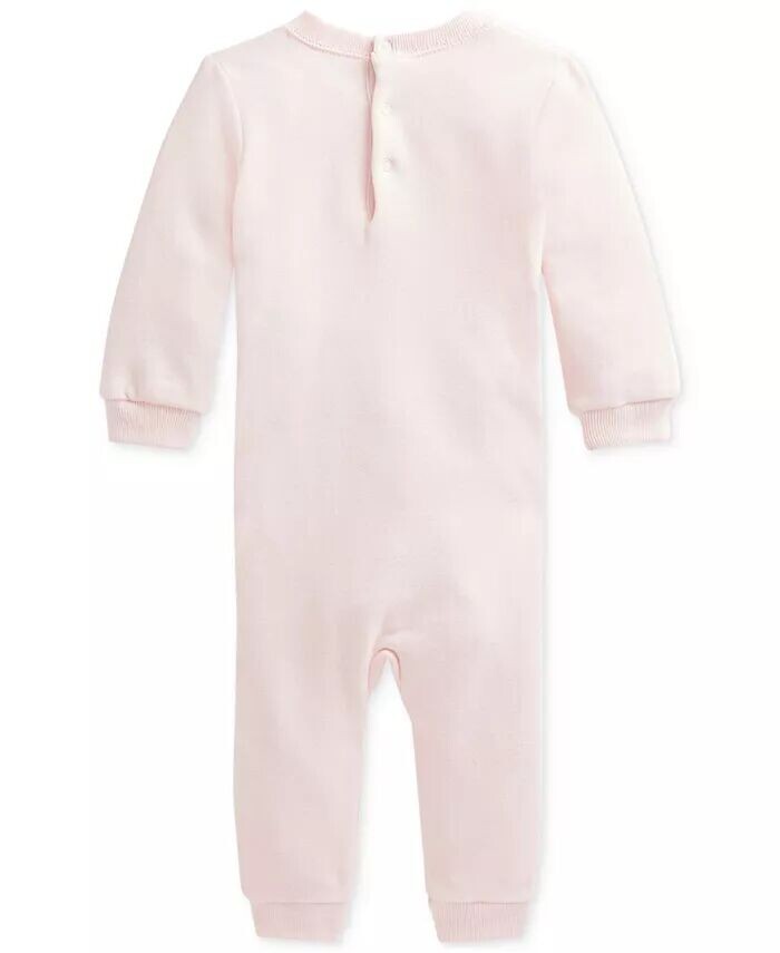Легкий флисовый комбинезон Baby Polo Bear Polo Ralph Lauren, розовый — фото 2