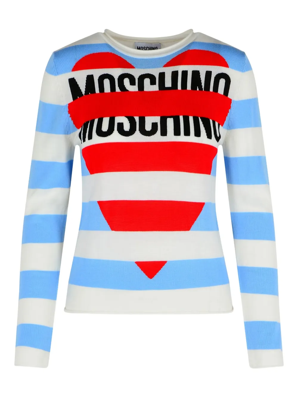 

Полосатый свитер с логотипом в виде сердца MOSCHINO JEANS, синий
