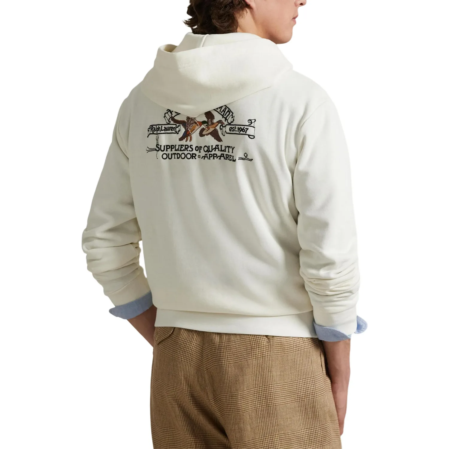 Худи с вышивкой на молнии Polo Ralph Lauren, Ivory — фото 3