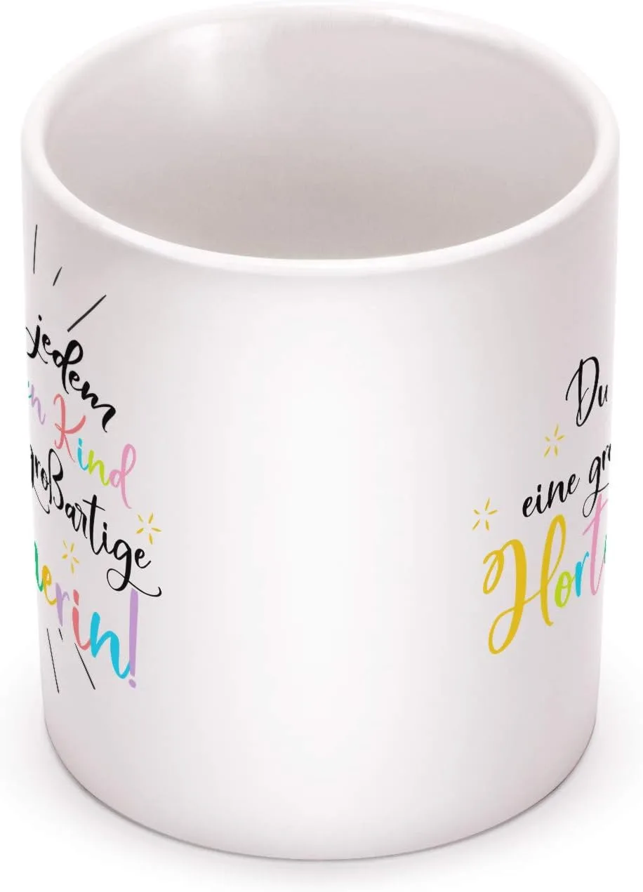 Кружка "Hinter jedem lebensfrohen Kind - Hortnerin on Both Sides Printed with Saying | Gift Idea Horterzieherin Birthday Farewell, White, 330 мл Fashionalarm — фото 2
