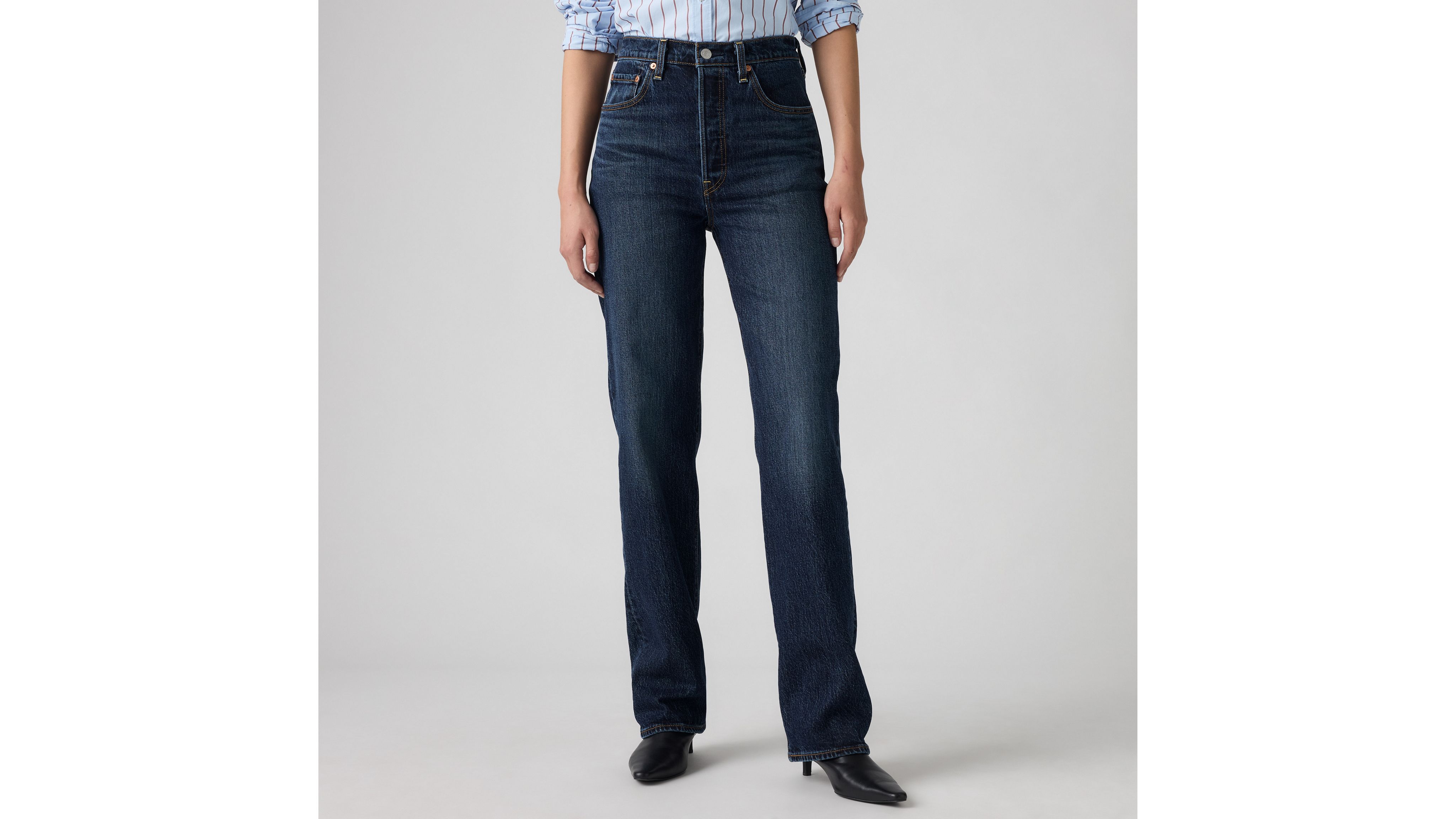 Джинсы женские Ribcage Full Long Levi's, Apply Now - Dark Wash — фото 2