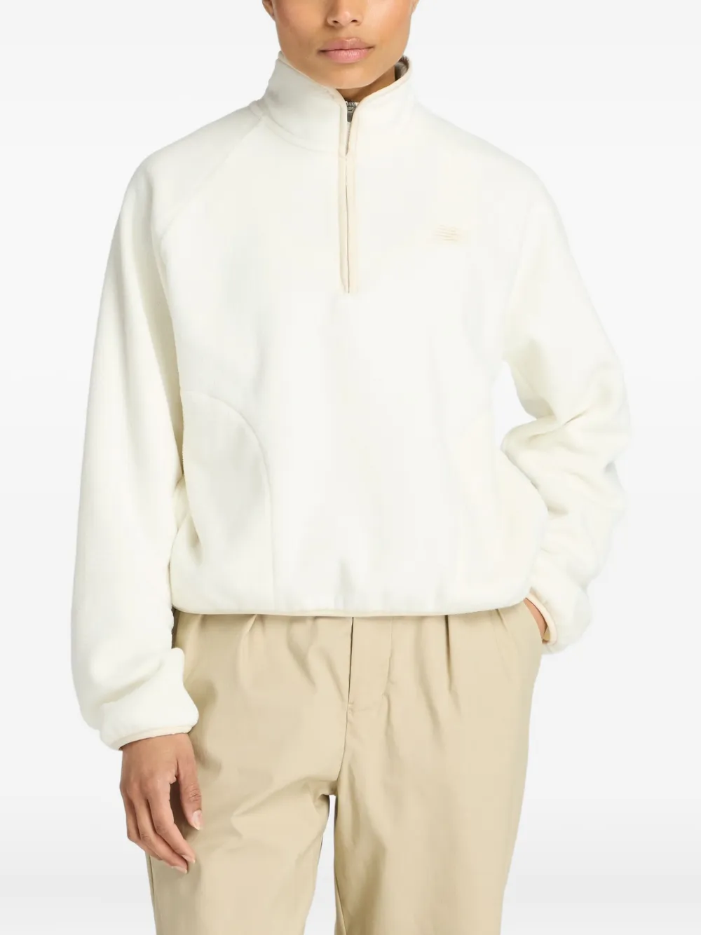 

Флисовый свитшот с молнией до половины New Balance, светло-бежевый