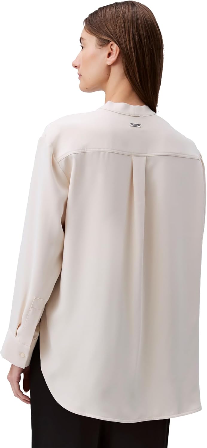 Женская свободная блузка Calvin Klein с V-образным вырезом, Parchment — фото 2