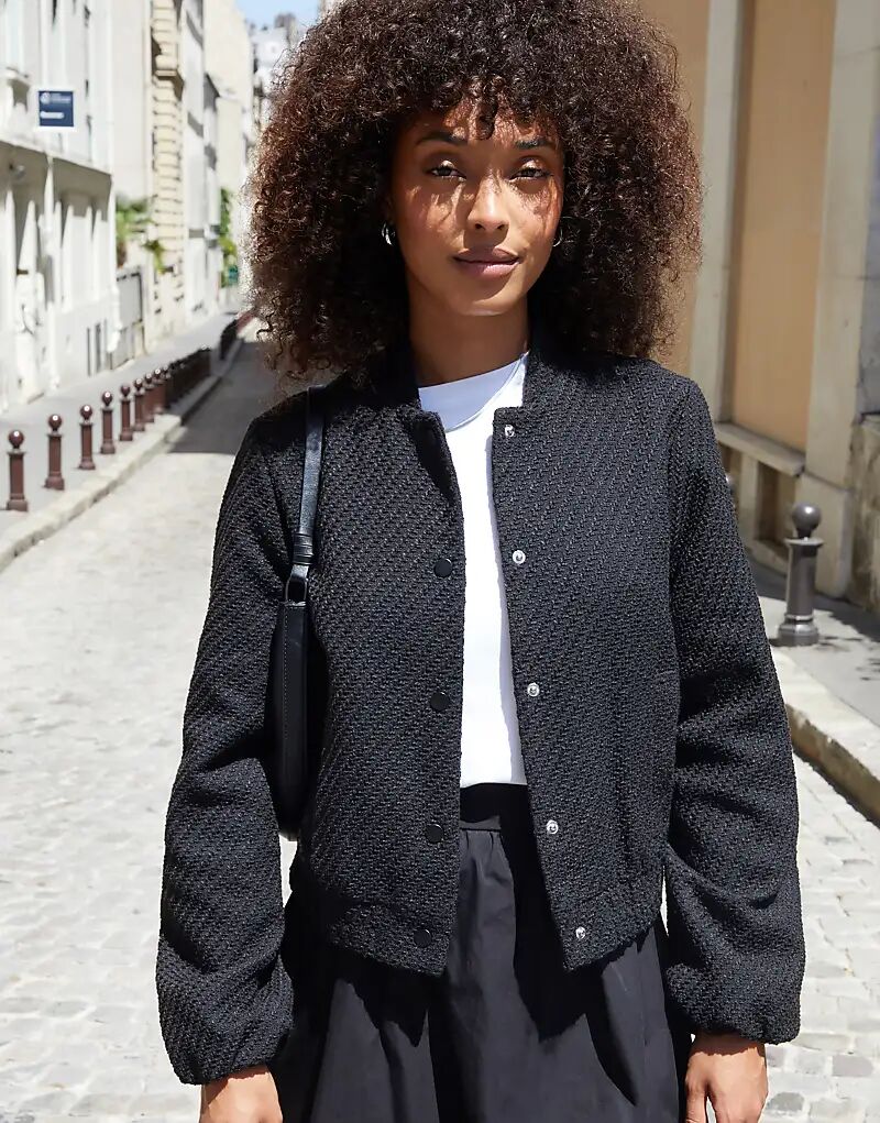 

Черный бомбер Threadbare Bouclé