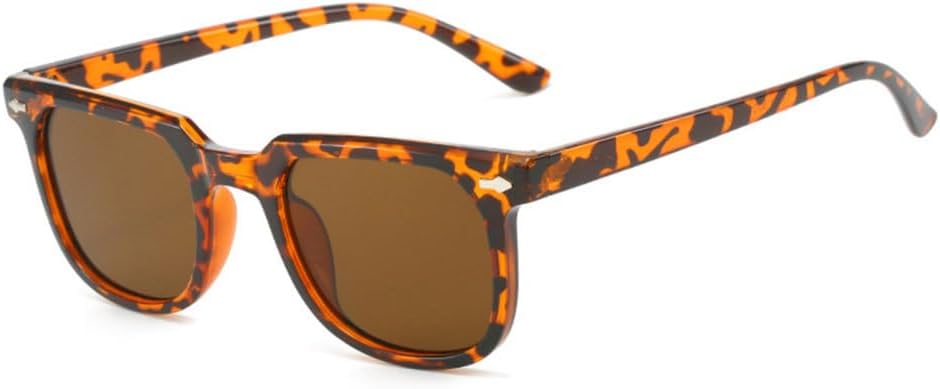 

Мужские солнцезащитные очки Square Rivets с градиентным переходом цвета, защитой от УФ-излучения UV400, в стиле ретро, ​​для женщин в стиле панк с леопардовым принтом MTZJH, Leopard Tea