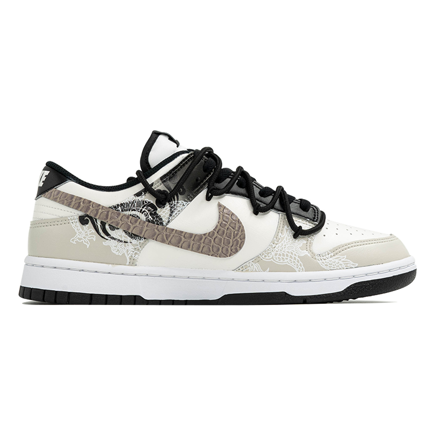 Nike Мужские низкие скейтборд-кроссовки Dunk Kaleidoscope, Hidden Dragon, Shopping Bag, черный с серым рисунком — фото 4
