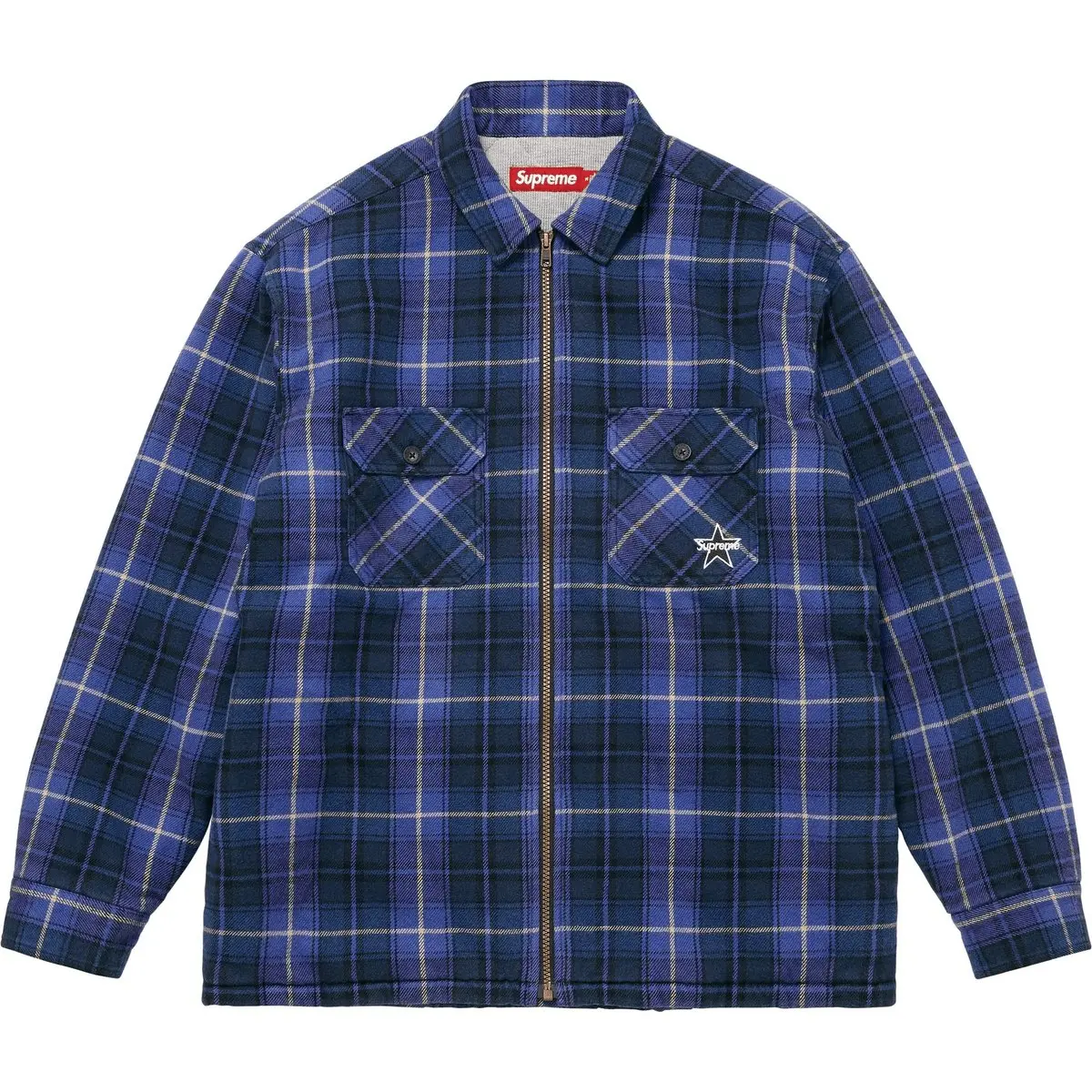 Утепленная фланелевая рубашка с молнией unisex Supreme, красный — фото 2