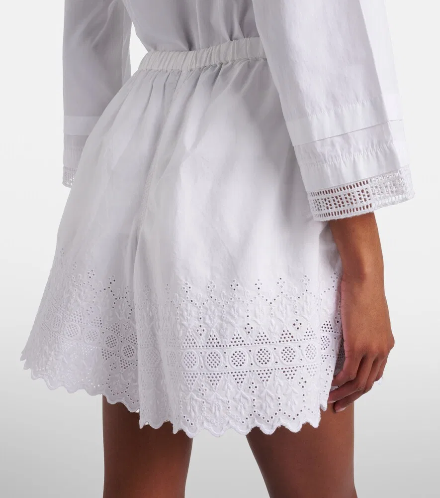 Шорты из хлопкового поплина Broderie anglaise Polo Ralph Lauren, белый — фото 4
