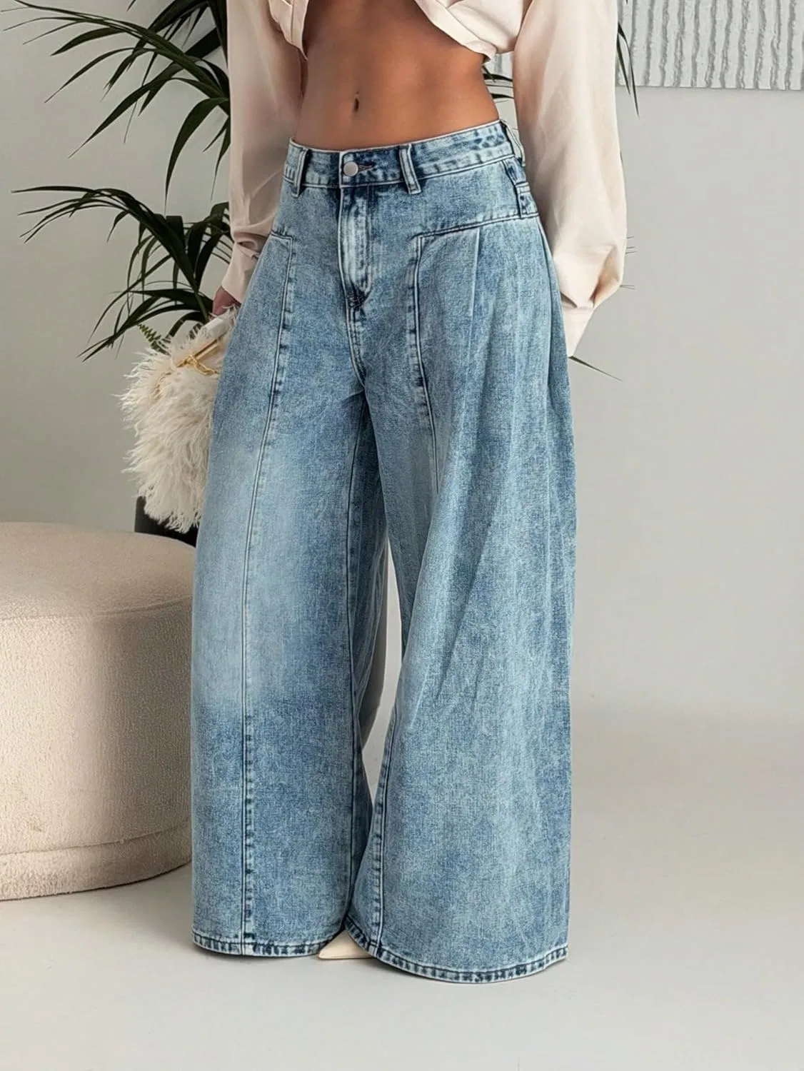 Джинсы свободные, Baggy Jeans Women, Medium Wash — фото 2