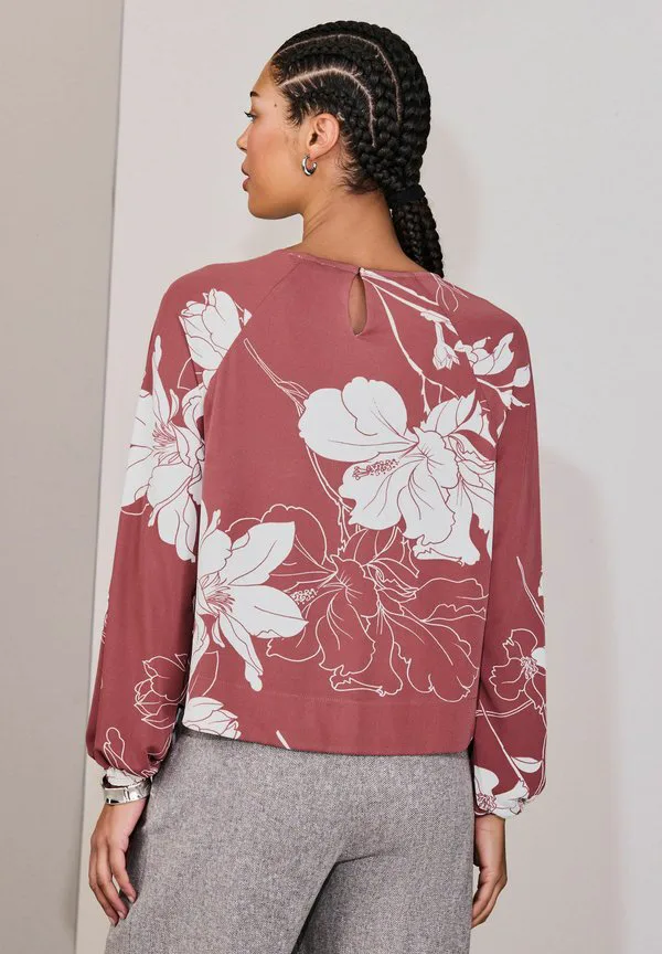 Блузка прямого кроя с перекрученным воротником и длинными рукавами Next, Rose Floral Print — фото 2