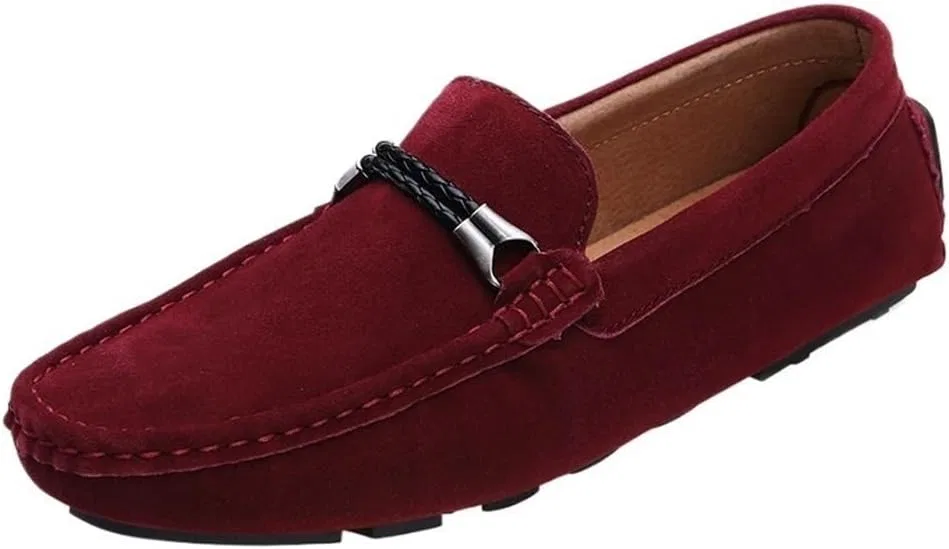 Мокасины повседневные, без бренда, модель Men's Suede Loafers, красный DHFIRUFSHLO