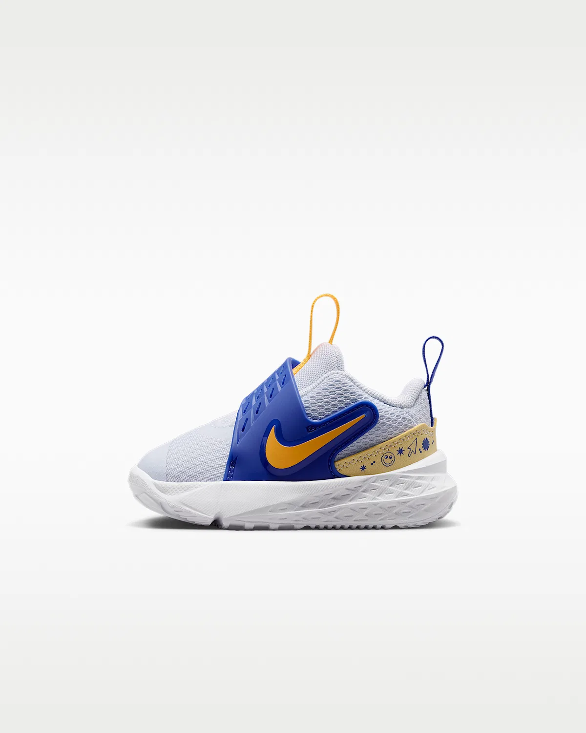 Детские кроссовки Nike Team Hustle D 12, Football Grey/Lapis/Soft Yellow/Laser Orange
